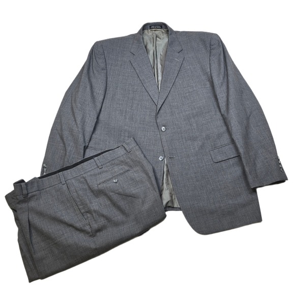 Stafford‎ Grey Wool Suit Mens 50L 50 Big Tall 2 Piece Pants 44x29 Suit Set